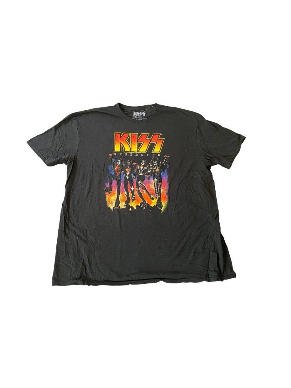 KISS Destroyer Graphic T-Shirt Black 100% Cotton Band Merch 2XL